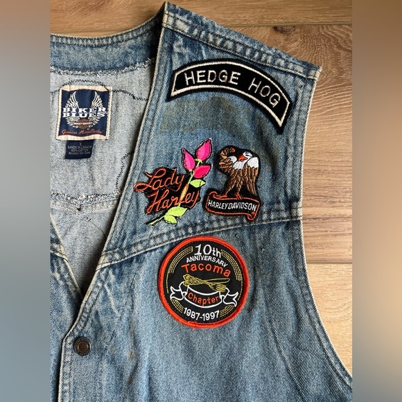 VTG Harley-Davidson Ladies of Harley 1990s Denim Vest Blue Jean Patchwork Large - Picture 5 of 15